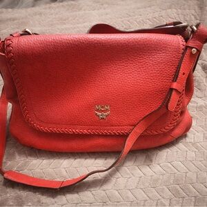 MCM Red Leather 2 way crossbody Bag